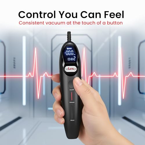 LeLuv Magna LCD Smart Handheld Electric Vacuum Pump Handle — USB-Rechargeable Precision Vacuum Controller with Manual & Smart Modes, with Release Safety, Professional Vaccum Tool - Black Silicone - Image 3