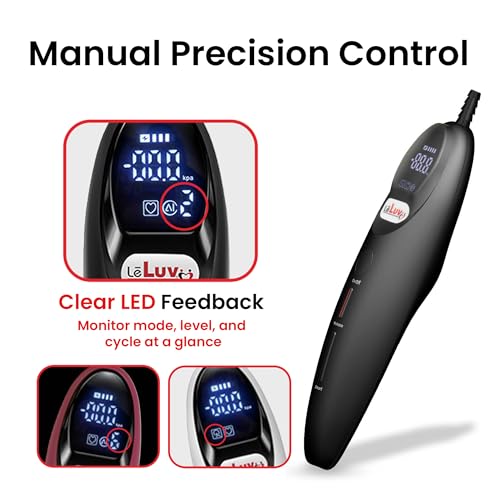 LeLuv Magna LCD Smart Handheld Electric Vacuum Pump Handle — USB-Rechargeable Precision Vacuum Controller with Manual & Smart Modes, with Release Safety, Professional Vaccum Tool - Black Silicone - Image 5
