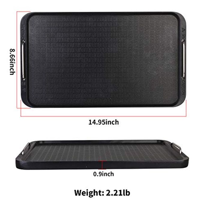 CukAid Flat Top Griddle For Stovetop, Non-Stick Griddle Grill Pan, Stove Top Grill,14.96" X 8.66", Works With Power Xl,Chefman, Carl Schmidt Sohn, Cusimax, Techwood Smokeless Grill,Aluminum,Dishwasher Safe - Image 2