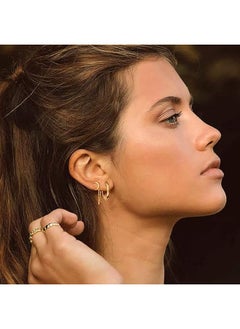 Mevecco Women Huggie Hoop Earrings Gold Ear Stud Cuff 14K Gold Filled Small Boho Beach Simple Delicate Handmade Hypoallergenic Jewelry Gift  - Image 5