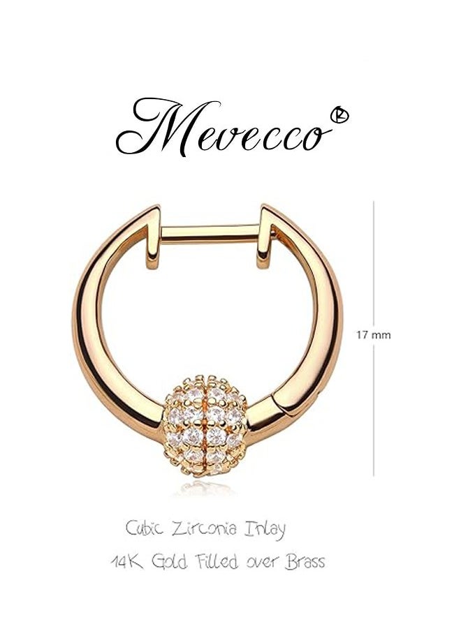 Mevecco Women Huggie Hoop Earrings Gold Ear Stud Cuff 14K Gold Filled Small Boho Beach Simple Delicate Handmade Hypoallergenic Jewelry Gift  - Image 4