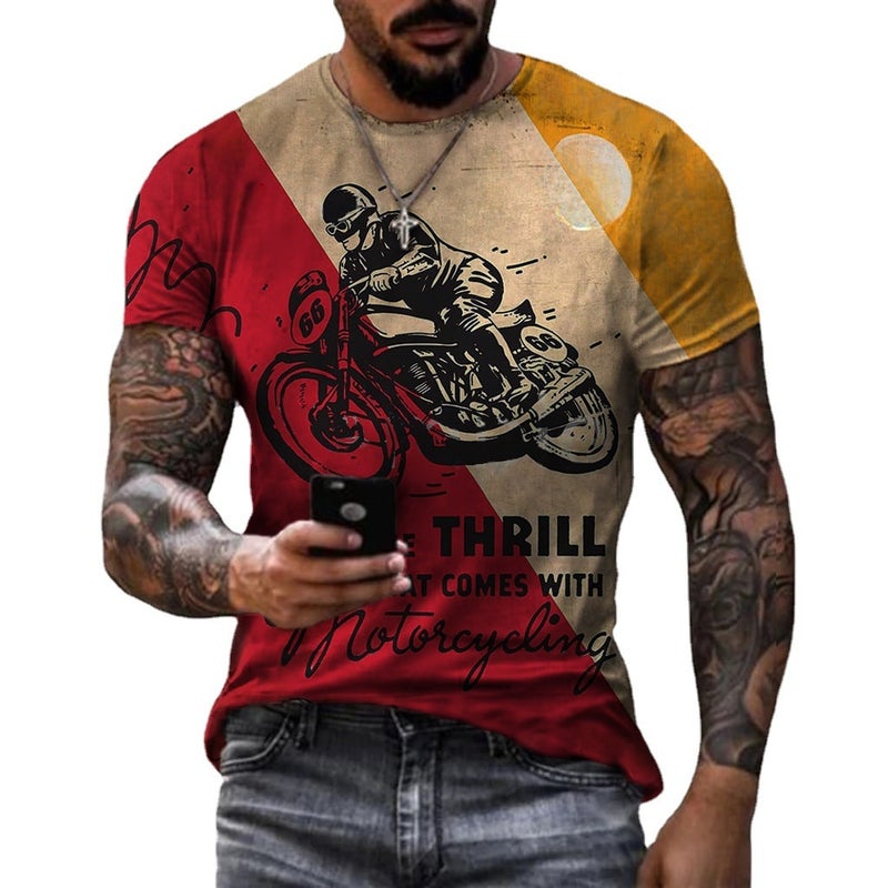 2022 European and American foreign trade cross-border new men's motorcycle casual digital printing slim pullover men's T-shirt TTA40-555 5XL - Image 4
