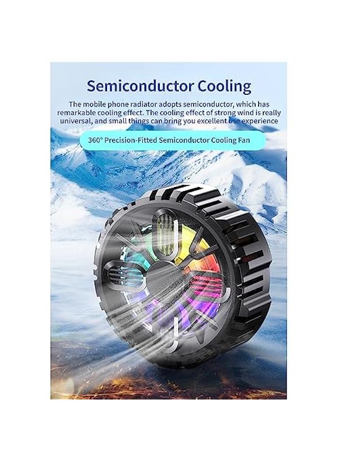 Mobile Phone Cooler, Rechargeable Semi Conductor Cell Phone Radiator with Colorful LED Light, Universal Magnetic Phone Cooling Fan for Gaming Video Streaming Car Driving  - Image 2
