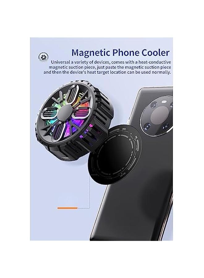 Mobile Phone Cooler, Rechargeable Semi Conductor Cell Phone Radiator with Colorful LED Light, Universal Magnetic Phone Cooling Fan for Gaming Video Streaming Car Driving  - Image 3