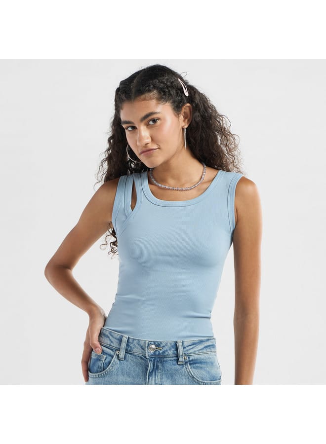 Splash FAV Ribbed Tank Top with Round Neck  - Image 1