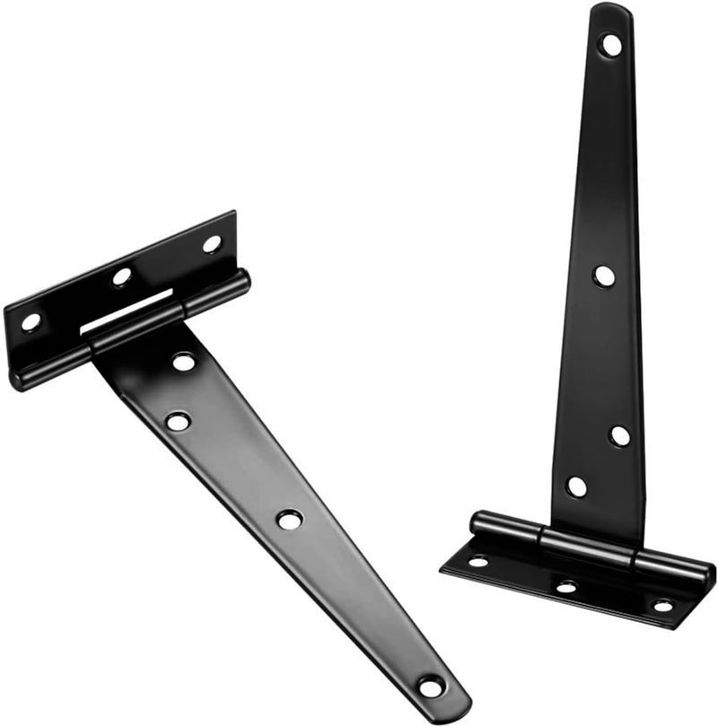 4-piece set of 10 inch T-shaped with door hinges, door with hinges, black T-shaped hinges, forged wooden shed hardware, barn doors, fence doors - Image 4