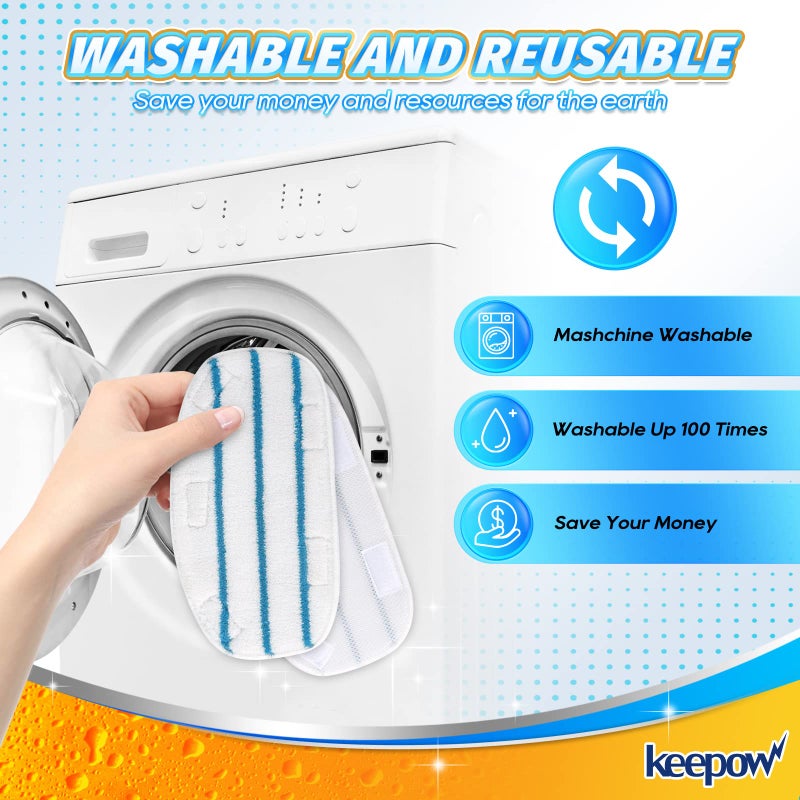 KEEPOW KEEPOW Steam Mop Pads Compatible with PurSteam Steam Mop Cleaner 10 in 1/ThermaPro 211, Reusable Microfiber Pur Steam Replacement Steamer Mop Pads Whole House Multipurpose Use (8 Pack)  - Image 4