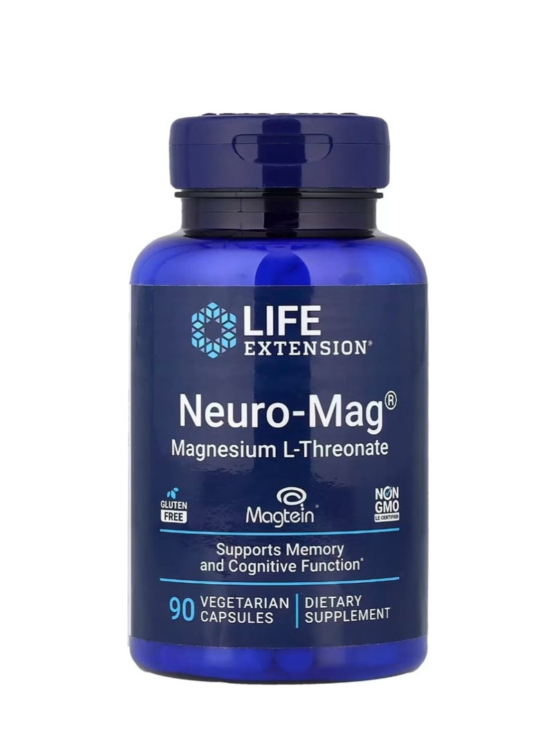 Life Extension Neuro-Mag Magnesium L-Threonate 90 Vegetarian Capsules (48 mg per Capsule) - Image 1