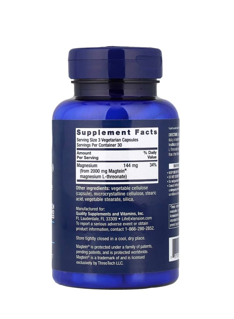 Life Extension Neuro-Mag Magnesium L-Threonate 90 Vegetarian Capsules (48 mg per Capsule) - Image 2