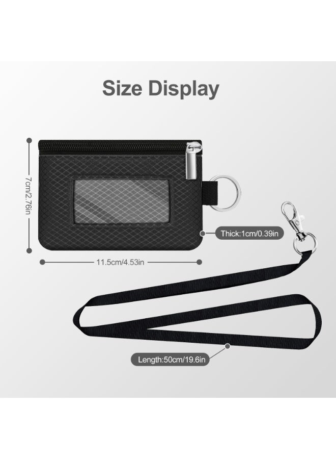 Minimalist RFID Blocking Small Wallet with ID Window,WaterResistant Zip Id Case Wallet with Lanyard Keychain for Cards,Cash,Travel,Women,Men - Image 5
