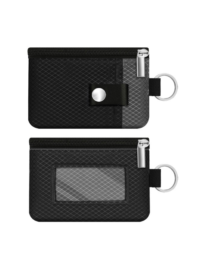 Minimalist RFID Blocking Small Wallet with ID Window,WaterResistant Zip Id Case Wallet with Lanyard Keychain for Cards,Cash,Travel,Women,Men - Image 3