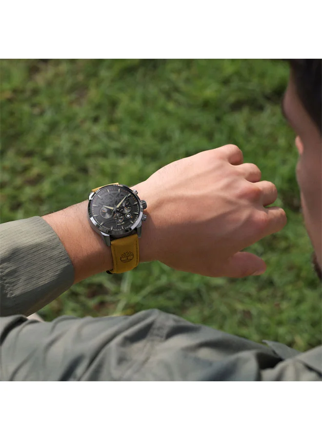 Timberland Tan Men's Henniker II Black Dial Leather Strap Multifunction Watch for Men, 44mm for Men | Best Price UAE