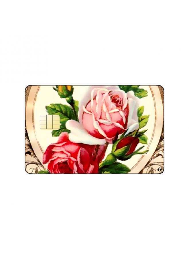 RKN PRINTED BANK CARD STICKER Beautiful Pink And Red Roses Drawing - Image 2