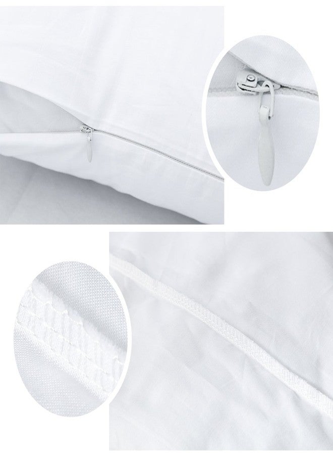 CAROMIO 4-Pack Zippered Pillow Protectors, Premium 400 Thread Count 100% Egyptian Cotton White Zippered Pillowcases Pillow Covers, Standard - Image 2