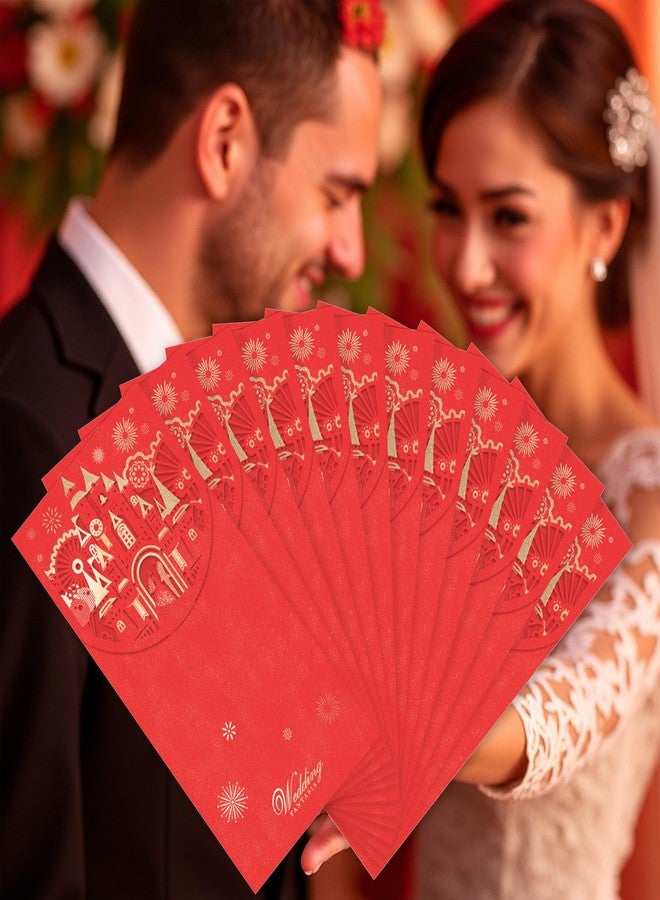 AVERZELLA 12-Pack Wedding Money Envelopes for Cash Gifts - Gold Foil & Laser-Cut Floral Design Cash envelopes for Money, Premium 250g Pearled Paper Money Holder for Weddings, Engagement (Red) - Image 2