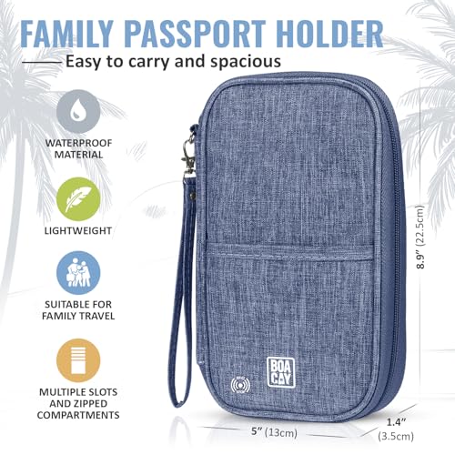 BOACAY Travel Document Organizer with RFID, Family Passport Holder, Wallet for Women & Men, Portable & Waterproof Case for Cards, Boarding Pass, Money - Image 3