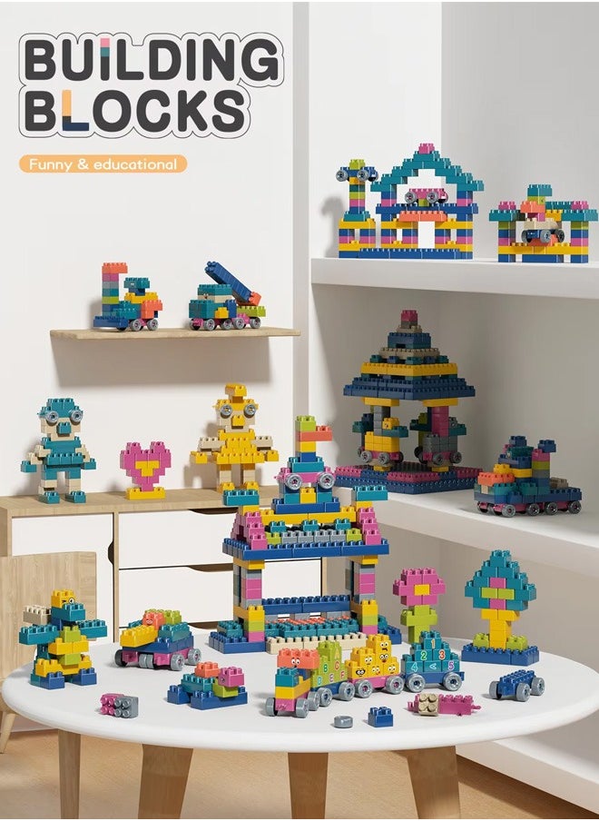 Building Block Table, Multi-Functional Educational Study Block Table, DIY Assembled Educational Toys, A Variety Of Shapes Can Be Built, 360 Pcs Building Block（Macaron color）  - Image 3