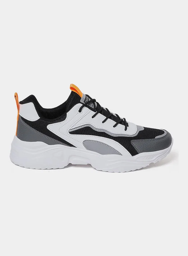 Styli Textured Chunky Sole Lace Up Sneakers