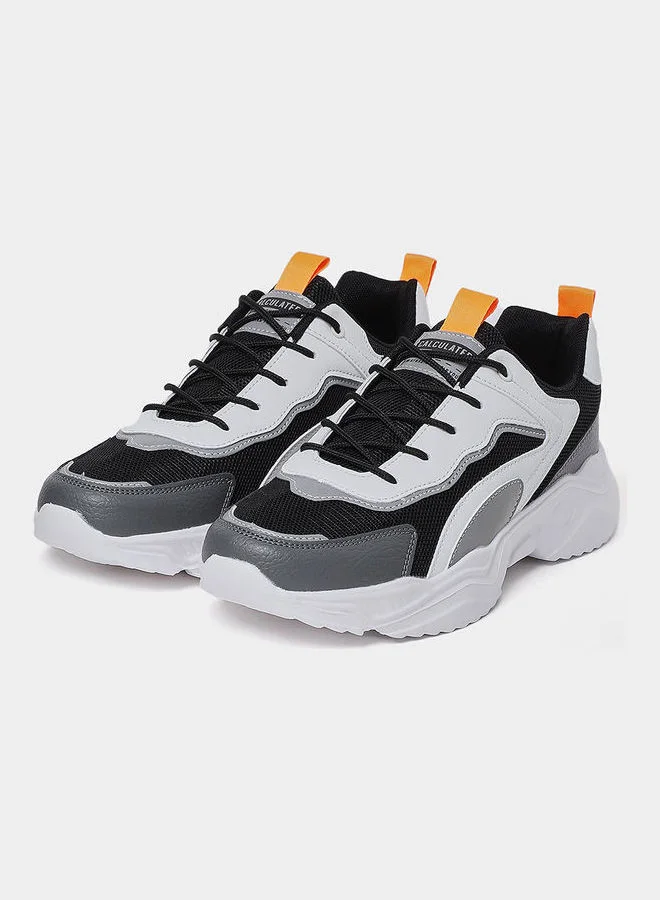Styli Textured Chunky Sole Lace Up Sneakers