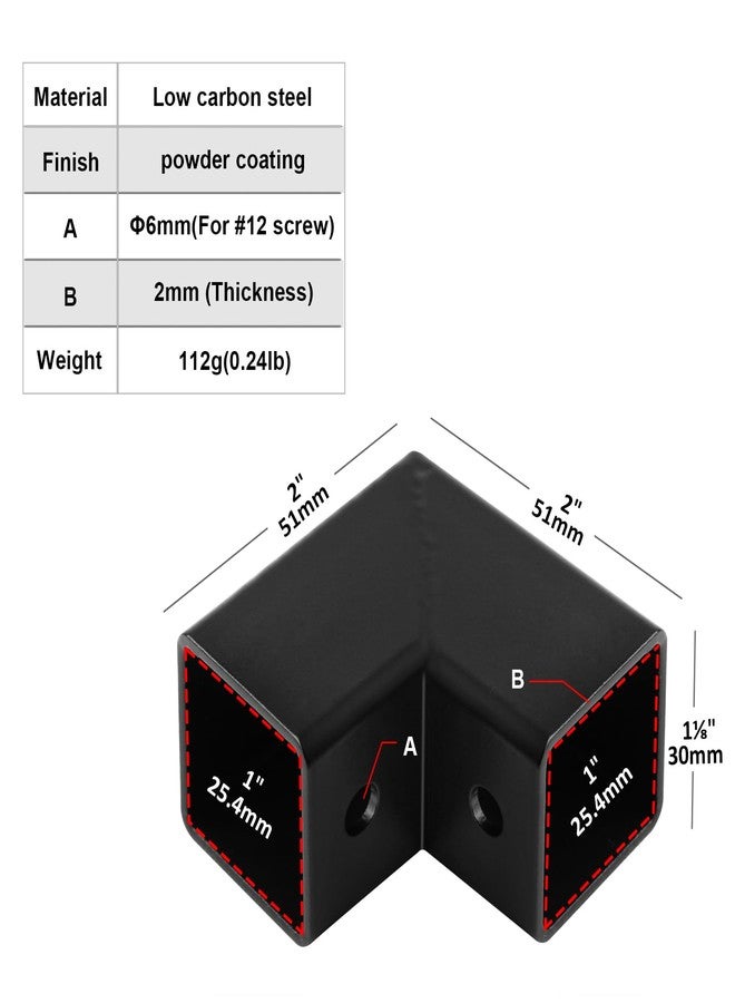 MOUNTAIN_ARK 8 Pack 1" Black Square Tube Connector, 2 Way L Shaped Fitting, Elbow Corner Joint Fence Rail Clamps, 2 mm Thick - Image 3