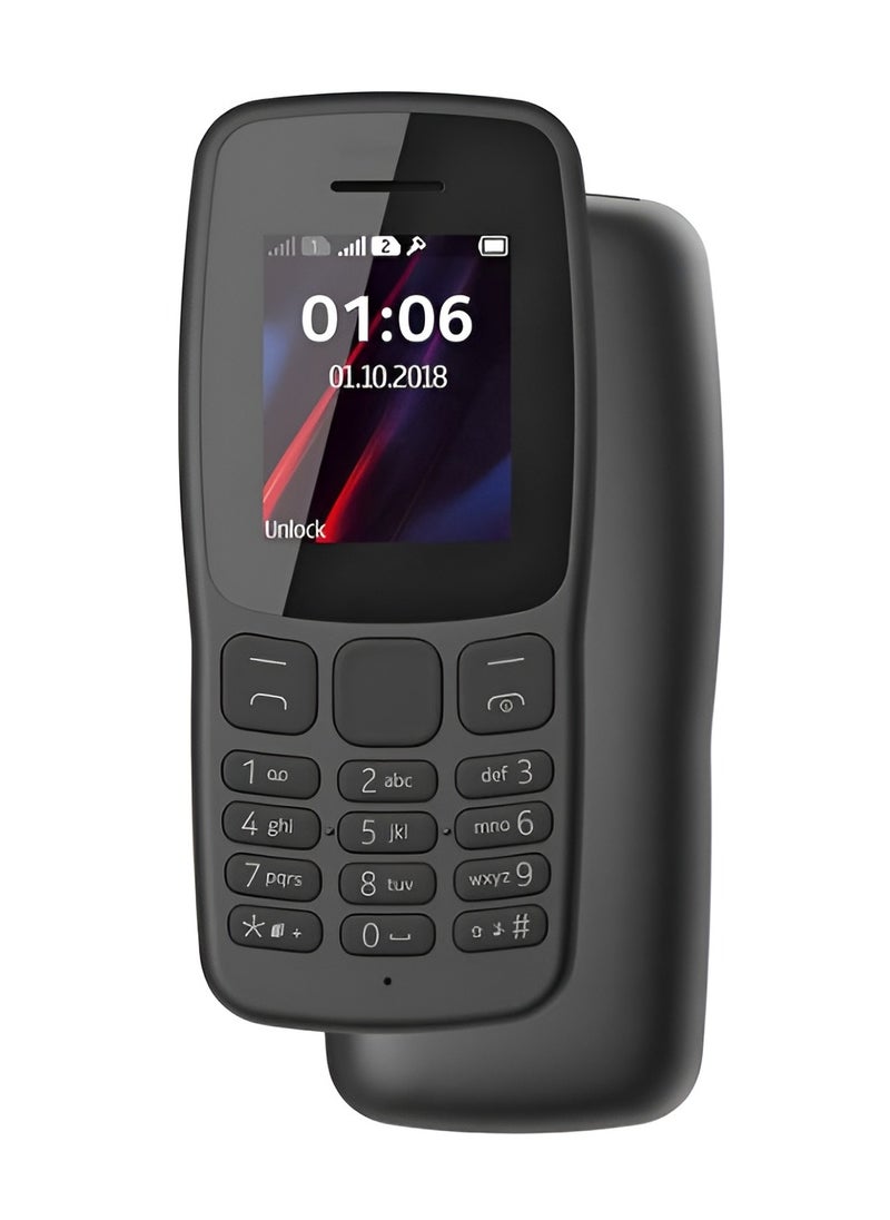 Mobile Bitz - 106 Mobile Phone Dual Sim 2018 LED Torch Light FM Radio Big Button Phone Black With 1.8 inch Display - Image 1