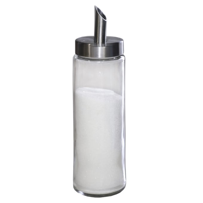 NEAT POUR SUGAR DISPENSER SHAKER POURER MODERN STYLE BRUSHED NICKEL WITH STAINLESS STEEL LID DISHWASHER SAFE FOR SUGAR SALT COCOA SPRINKLES 84OZ FOR COFFEE TEA AND BAKING PACK OF 1