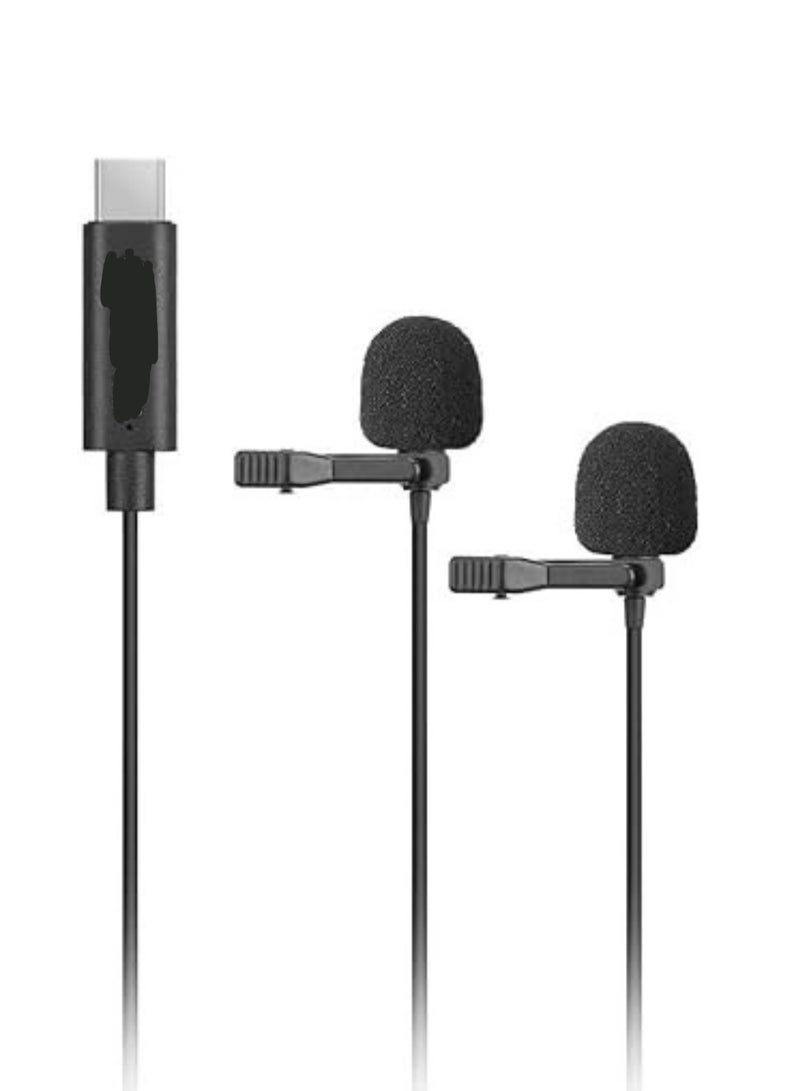 Digital Dual Lavalier Microphones for Type-C Devices – Black - Image 1