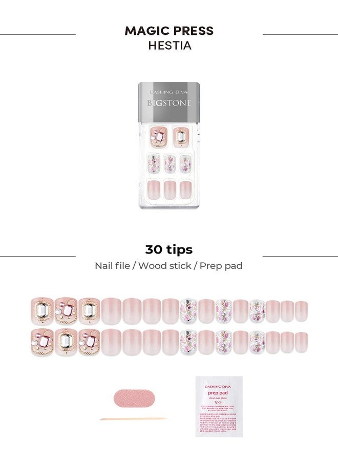 Dashing Diva Magicpress | Made in Korea False Nails Party & Casual- 30 Nails | Day to Night | Short, Square Shaped Press On Nails | Long Lasting | (Hestia) - Image 5