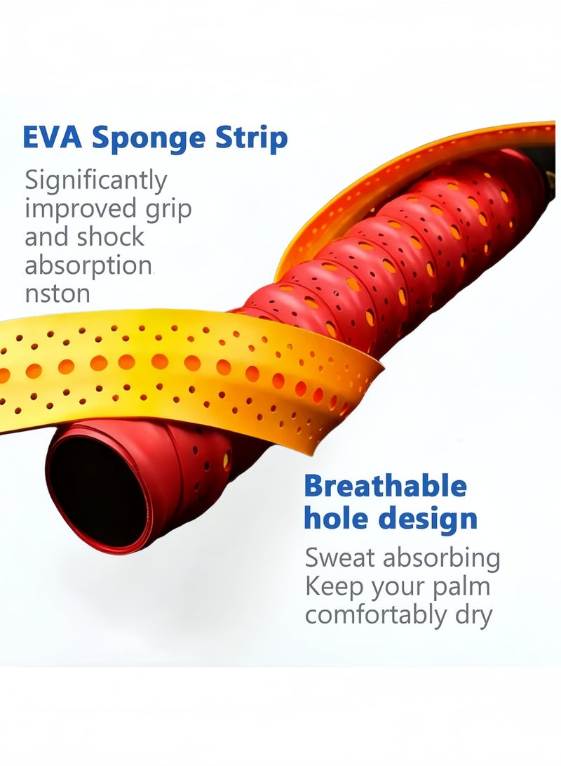 شريط قبضة مضرب التنس، قبضة تنس الريشة، قبضة تنس مقطوعة مسبقًا وجافة الملمس، شريط مثقب مانع للانزلاق، ماص، لف مضربك للحصول على أداء عالي، حبل تخطي، قبضة مضرب قصبة صيد، 5 قبضات - Image 3