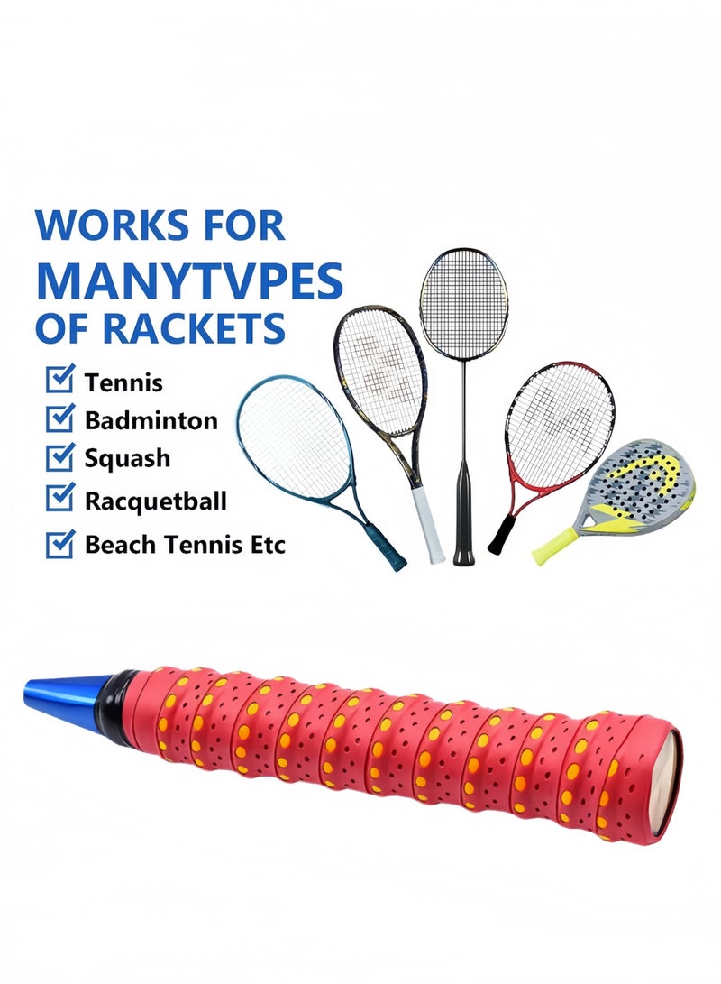 شريط قبضة مضرب التنس، قبضة تنس الريشة، قبضة تنس مقطوعة مسبقًا وجافة الملمس، شريط مثقب مانع للانزلاق، ماص، لف مضربك للحصول على أداء عالي، حبل تخطي، قبضة مضرب قصبة صيد، 5 قبضات - Image 2
