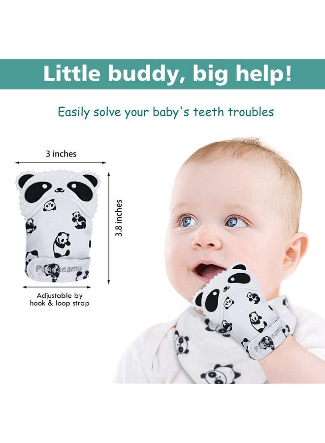 Pandanamu Baby Teething Mitten Bpa Free Panda Teething Mitts Teething Toy Infant Teether With Travel Bag(1 Pair) - Image 4