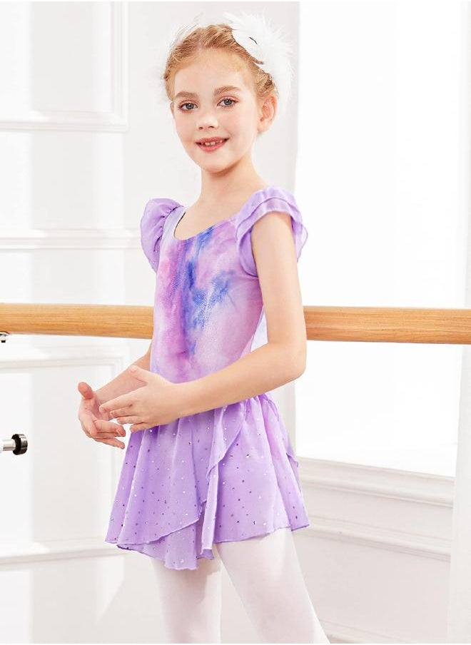 Arshiner Arshiner Girls Ruffle Sleeve Ballet Dance Dress Tutu Skirted Leotard  - Image 1