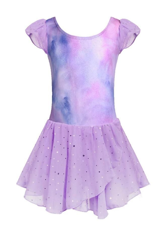 Arshiner Arshiner Girls Ruffle Sleeve Ballet Dance Dress Tutu Skirted Leotard  - Image 2