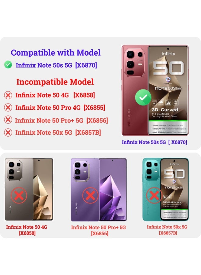 جراب لهاتف Infinix Note 50 S مع حزام يد، غطاء قابل للطي من جلد PU لحماية كاملة ومضاد للصدمات، محفظة بتصميم فوليو بفرشاة RFID مقاومة للسرقة - Image 2