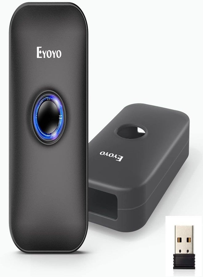 Eyoyo 1D Mini Bluetooth Barcode Scanner with Case, 3-in-1 2.4G Wireless & Bluetooth & USB Wired Barcode Scanner Portable Barcode Scanning Work with iOS, Windows, Android, Tablets or Computers(Black) - Image 1