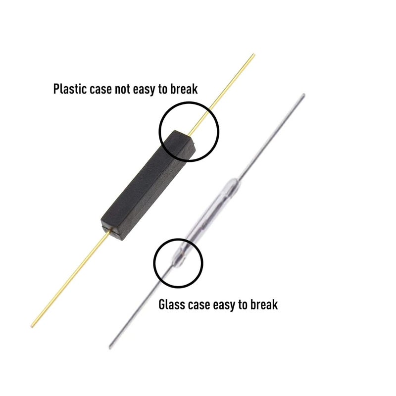 WOWOONE 5pcs Plastic Reed Switch Reed Contact Normally Open (N/O) Magnetic Induction Switch (2.5mm×14mm) with 10pcs Small Multi-Use Round Magnets - Image 3