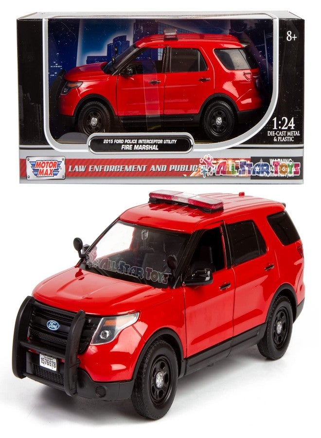 Motormax All Star Toys 1/24 Fire Department Diecast Model 2015 Ford Police Interceptor Utility Fire Marshal, Fire Chief Vehicle, Fire Truck Unmarked 76978 AST Exclusive - Image 1