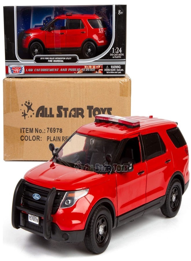 Motormax All Star Toys 1/24 Fire Department Diecast Model 2015 Ford Police Interceptor Utility Fire Marshal, Fire Chief Vehicle, Fire Truck Unmarked 76978 AST Exclusive - Image 2