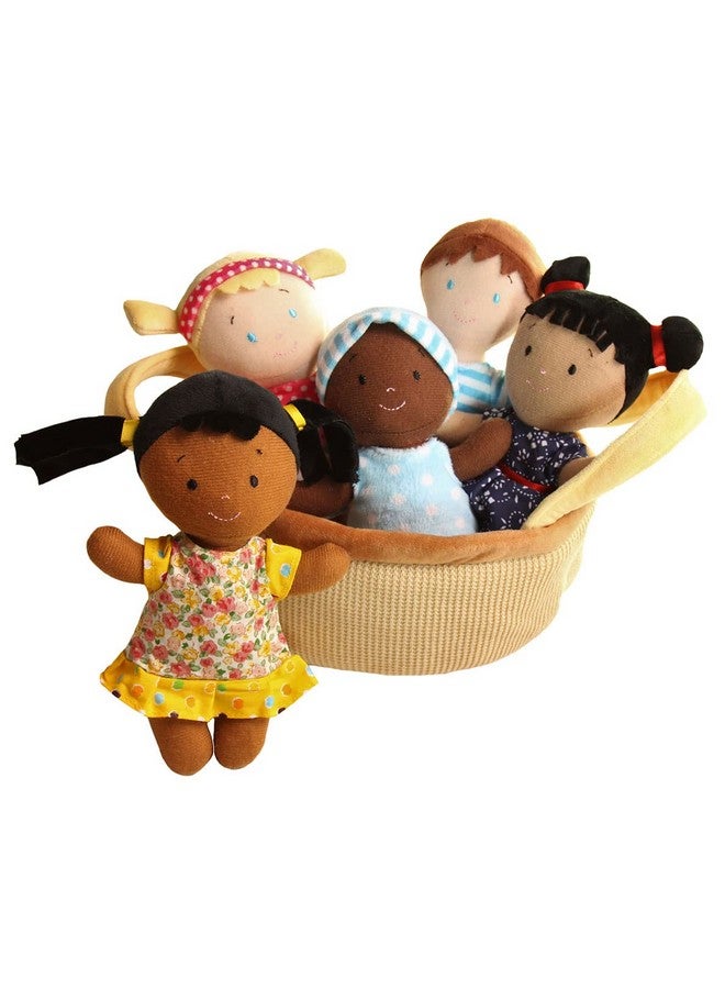 Snuggle Stuffs Basket of Buddies Plush Diversity Multicultural Ethnic Dolls | Diversity Toys for Toddlers | Soft Multicultural Dolls for Preschool Classroom, Daycare or at Home | Set of 5-8" - Image 2