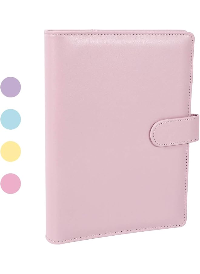 erorex A5 Pu Leather Ring Binder Refillable 6 Round Ring Binder Cover Business Notebook Binder Notepad And Meeting Notebook Travel Writing Notebook Diary Binder Cover Pink  - Image 1