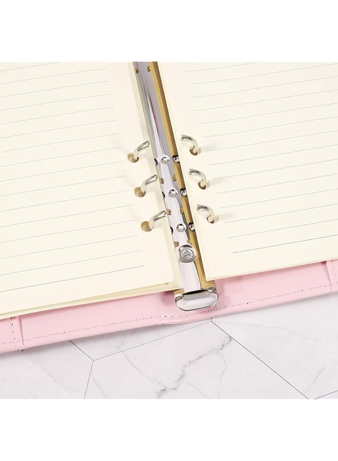 erorex A5 Pu Leather Ring Binder Refillable 6 Round Ring Binder Cover Business Notebook Binder Notepad And Meeting Notebook Travel Writing Notebook Diary Binder Cover Pink  - Image 5