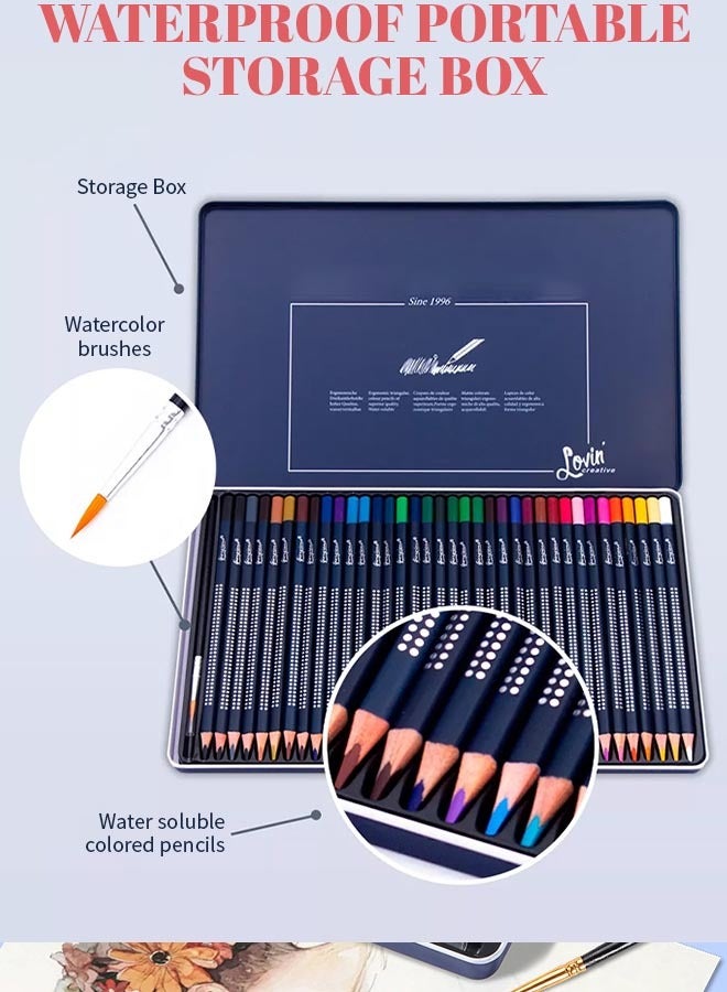 72pcs Water-soluble Pencils Set Multi Colored Art Drawing Pencils 3.3mm Soft Core Lead Colored Pencils with Metal Box Children's Gifts For Coloring Painting Sketching Shading Blending - Image 4