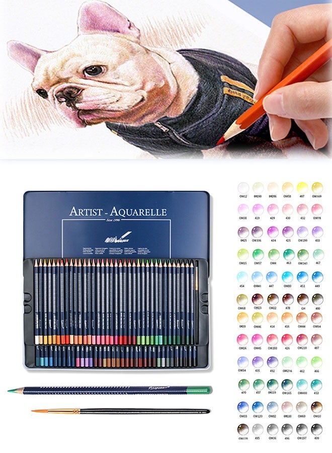 72pcs Water-soluble Pencils Set Multi Colored Art Drawing Pencils 3.3mm Soft Core Lead Colored Pencils with Metal Box Children's Gifts For Coloring Painting Sketching Shading Blending - Image 1