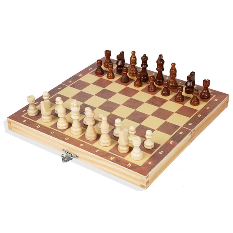 Magnetic Chess Set 34x34cm Solid Wood Construction - Folding Locking Design Parent-Child Toy for Family Indoor Outdoor Play - Image 1