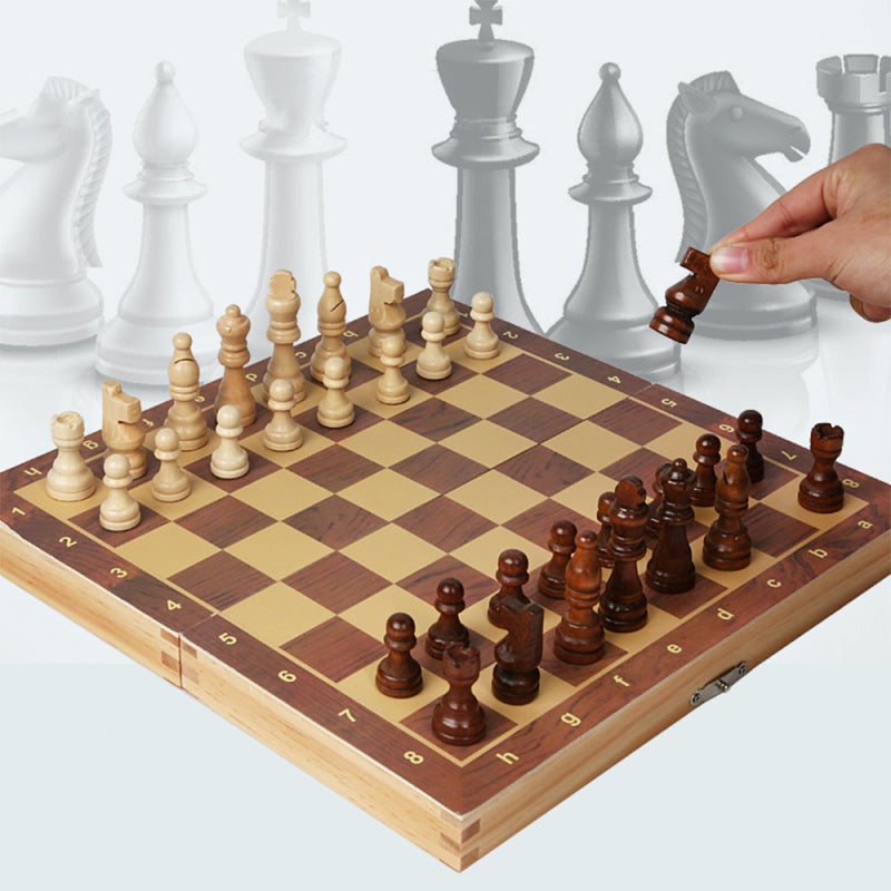 Magnetic Chess Set 34x34cm Solid Wood Construction - Folding Locking Design Parent-Child Toy for Family Indoor Outdoor Play - Image 4