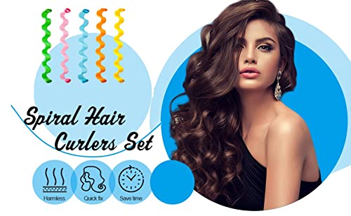 WHISKET Heatless Waves Curlers Spiral Kit, Styling Hooks for Versatile Hairstyles, No Heat Rollers with Hooks for Long Hairstyles (7, hair waving) - Image 2