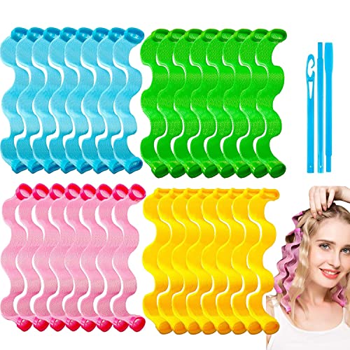 WHISKET Heatless Waves Curlers Spiral Kit, Styling Hooks for Versatile Hairstyles, No Heat Rollers with Hooks for Long Hairstyles (7, hair waving) - Image 4