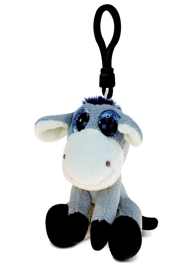 Puzzled DolliBu Donkey Plush Big Eyes Keychain Stuffed Animal - Soft Farm Animal Charm with Sparkling Big Eyes, Decorative Barn Plush Toy Accessory and Fun Buddy Clip for Kids Backpack - Image 1