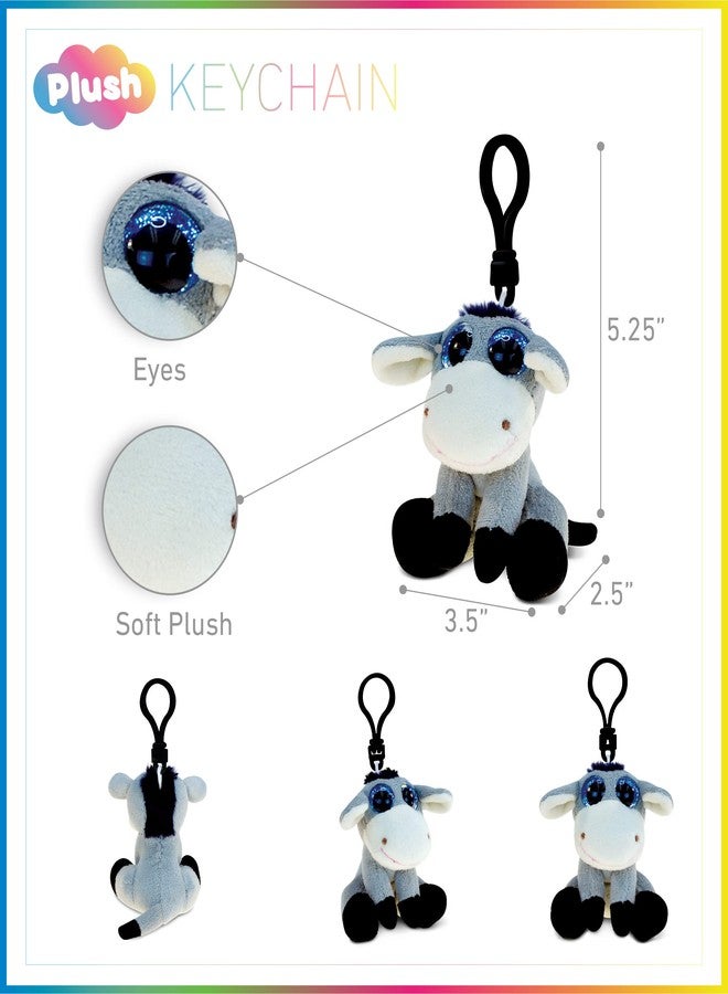 Puzzled DolliBu Donkey Plush Big Eyes Keychain Stuffed Animal - Soft Farm Animal Charm with Sparkling Big Eyes, Decorative Barn Plush Toy Accessory and Fun Buddy Clip for Kids Backpack - Image 2