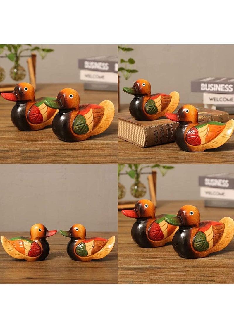 SOLARAE 1 Pair Dedicate Mandarin Duck Model Creative Wood Duck Handmade Decoration Craft Ornament for Wedding Party Anniversary Day - Image 3